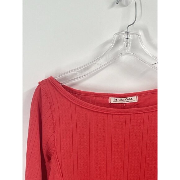 We the Free Red Ribbed Crop Top 3/4 Sleeve Sz M NWT $44 - Picture 3 of 7